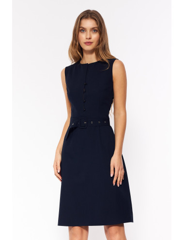 Élégante robe bleu marine sans manches 