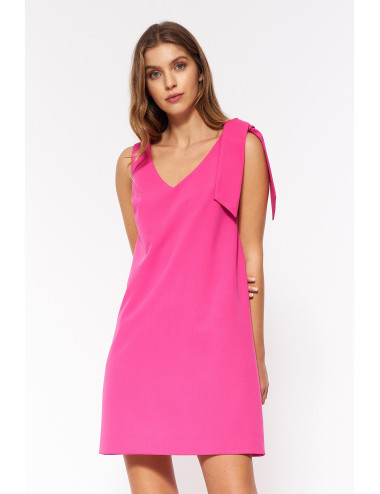 Robe à col en V élégante rose 