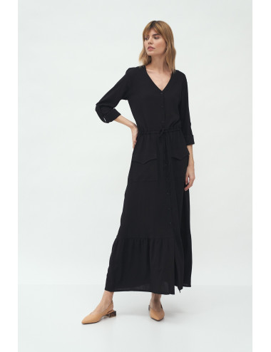 Robe longue noire avec poches 