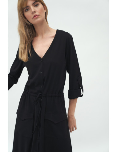 Robe longue noire avec poches 