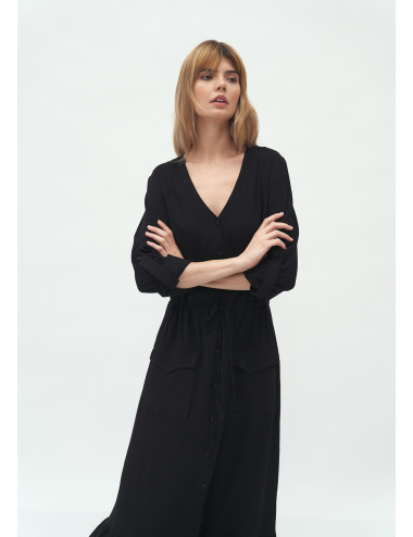 Robe longue noire avec poches 