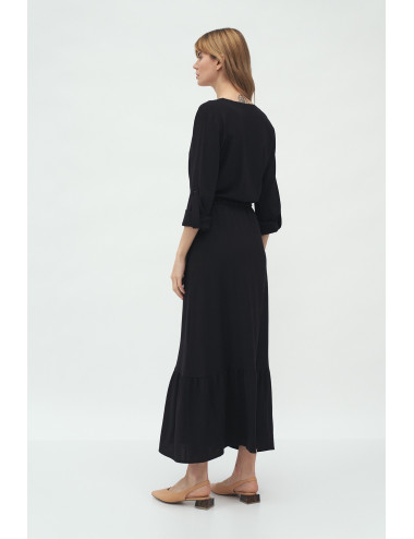 Robe longue noire avec poches 