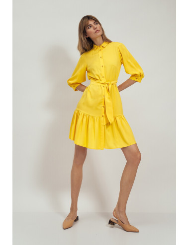 Robe en viscose à volant jaune 