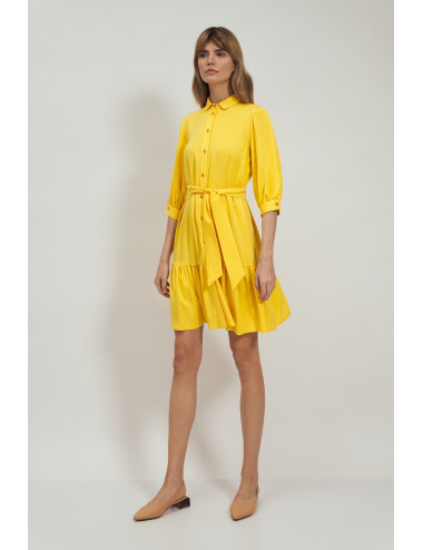 Robe en viscose à volant jaune 