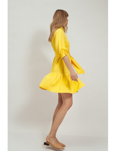 Robe en viscose à volant jaune 