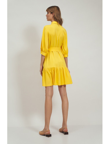 Robe en viscose à volant jaune 