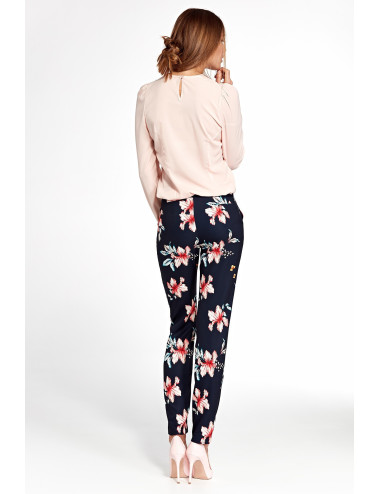 Pantalon fleuri élégant avec jambes légèrement fuselées 