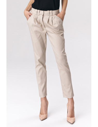 Pantalon beige ajusté pour femme 