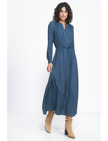 Robe longue bleu à pois 