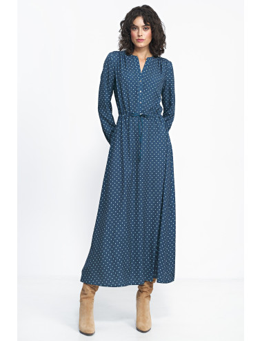 Robe longue bleu à pois 