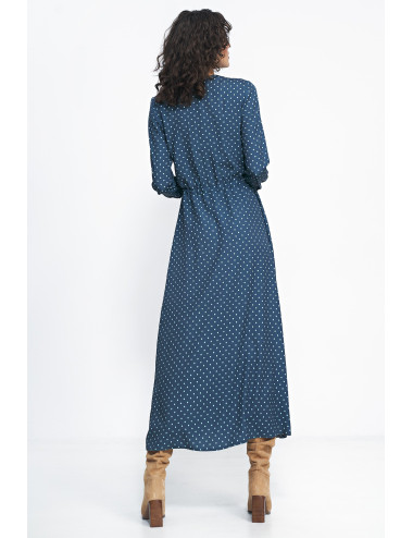 Robe longue bleu à pois 