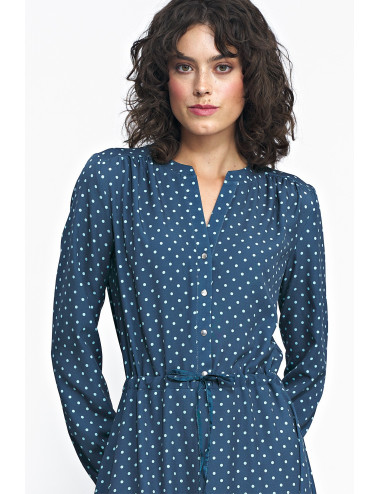 Robe longue bleu à pois 