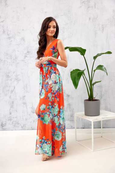 Justin - floral chiffon maxi dress 02D  