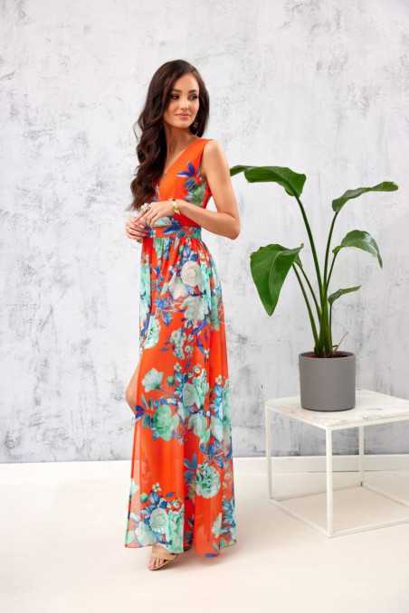 Justin - floral chiffon maxi dress 02D  