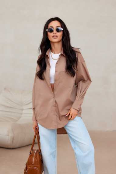 Carolina - women's oversize shirt with imitation pockets BEZ  