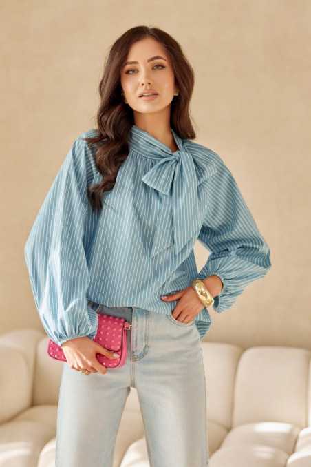Gigi - Loose fit blouse with tie at neckline A27  