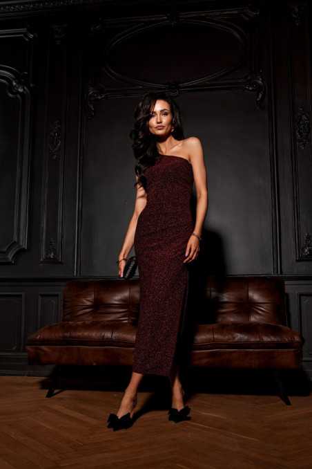 Aurora - brocade one shoulder midi dress  BOR  