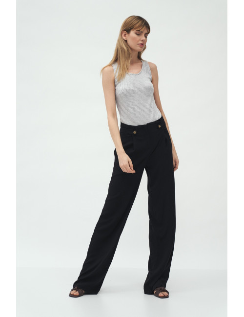 Pantalon noir à plis palazzo 