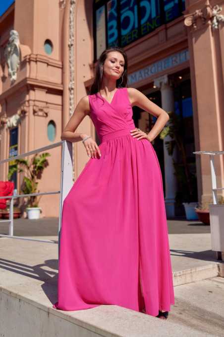 Mirabel - robe longue à encolure enveloppe et liens au dos  