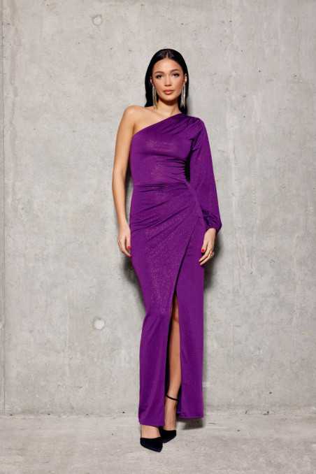 Natalie - robe longue pailletée à une épaule  