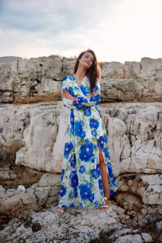 Nicole - robe longue à motifs avec lien dans le dos  