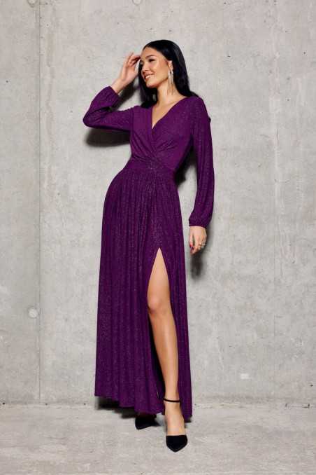 Tiffany - Robe longue pailletée à manches longues  