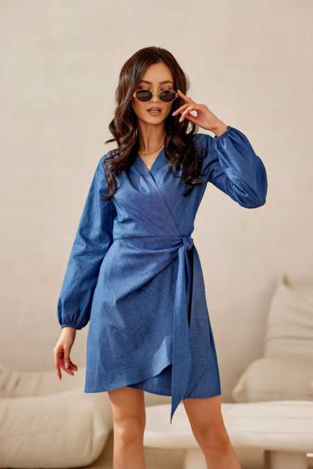Vika - mini robe unie nouée à la taille  