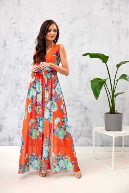 Justin - floral chiffon maxi dress 02D  