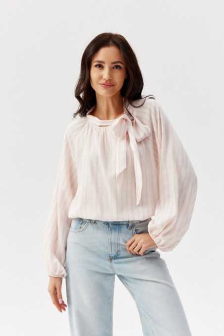 Aliss - Blouse with binding at the neckline in linen P87  