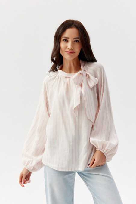 Aliss - Blouse with binding at the neckline in linen P87  