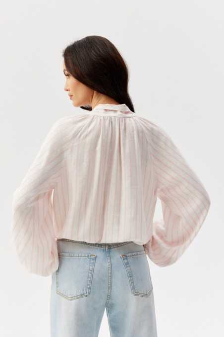 Aliss - Blouse with binding at the neckline in linen P87  