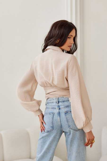 Bella - layered blouse with collar and binding BEZ  