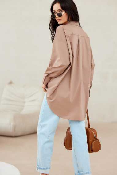 Carolina - women's oversize shirt with imitation pockets BEZ  