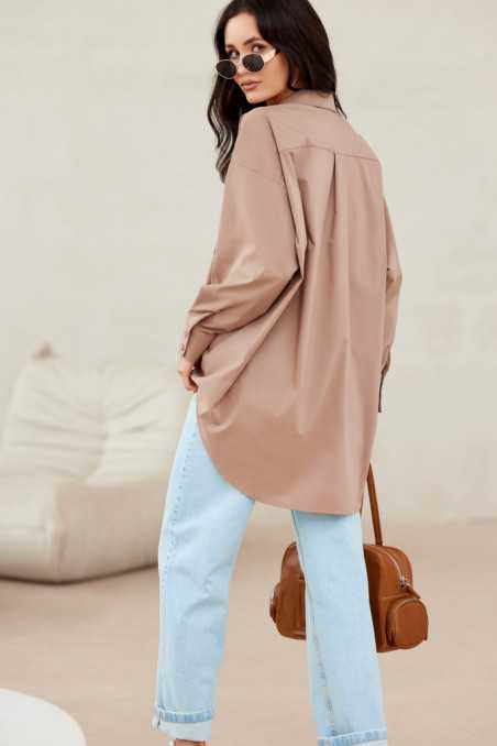 Carolina - women's oversize shirt with imitation pockets BEZ  