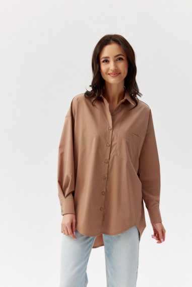 Carolina - women's oversize shirt with imitation pockets BEZ  