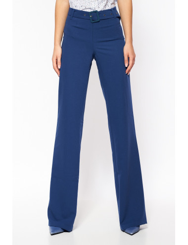 Pantalon à jambe légèrement évasée bleu cobalt 