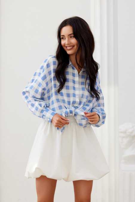 Daisy - asymmetrical plaid shirt for women A32  