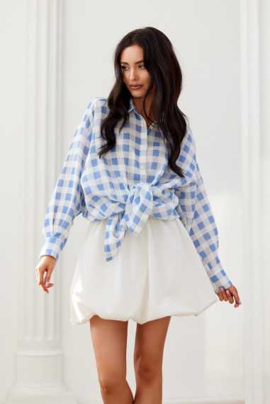 Daisy - asymmetrical plaid shirt for women A32  