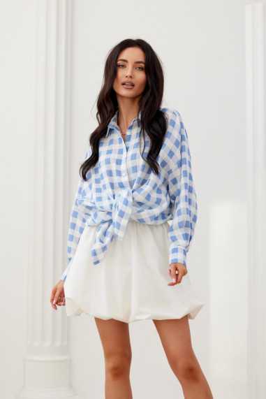 Daisy - asymmetrical plaid shirt for women A32  