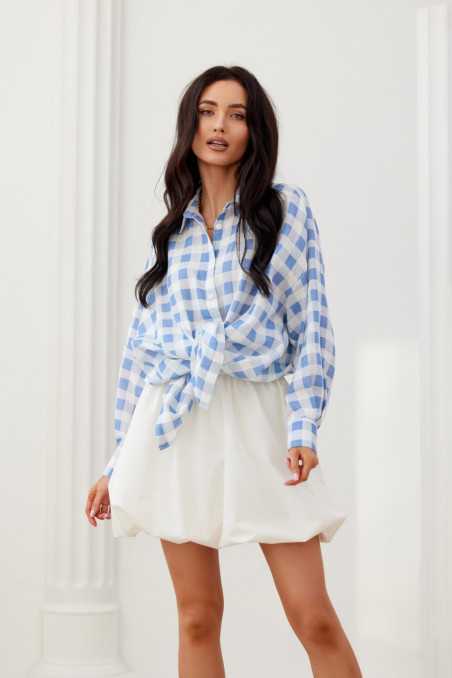 Daisy - asymmetrical plaid shirt for women A32  