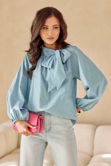Gigi - Loose fit blouse with tie at neckline A27  