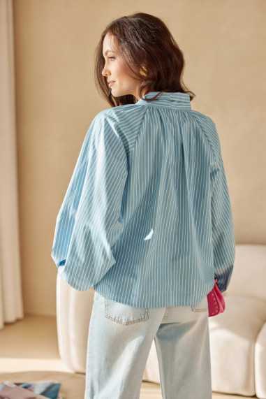 Gigi - Loose fit blouse with tie at neckline A27  