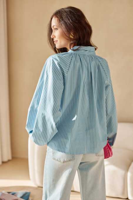 Gigi - Loose fit blouse with tie at neckline A27  