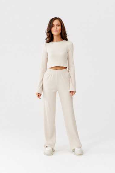 Leonie - ribbed fitted blouse  BEJ  