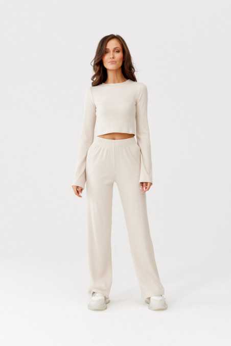 Leonie - ribbed fitted blouse  BEJ  