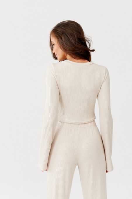 Leonie - ribbed fitted blouse  BEJ  