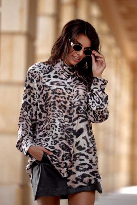 Lesli - patterned shirt with slightly elongated back Y26  