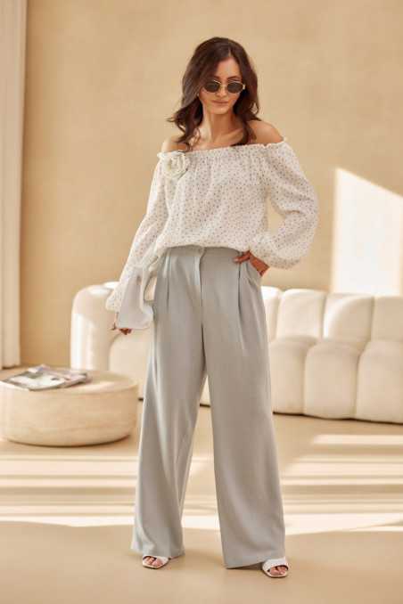 Lima - patterned spangled blouse with buff-collared sleeves 01K  