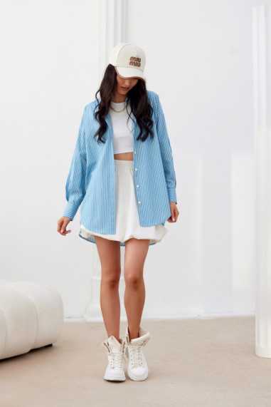 Olly - asymmetrical oversize shirt for women A27  