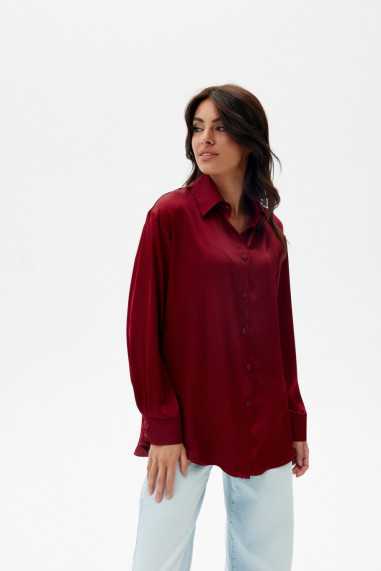 Tessa - ladies' satin shirt with a wider cut BOR  